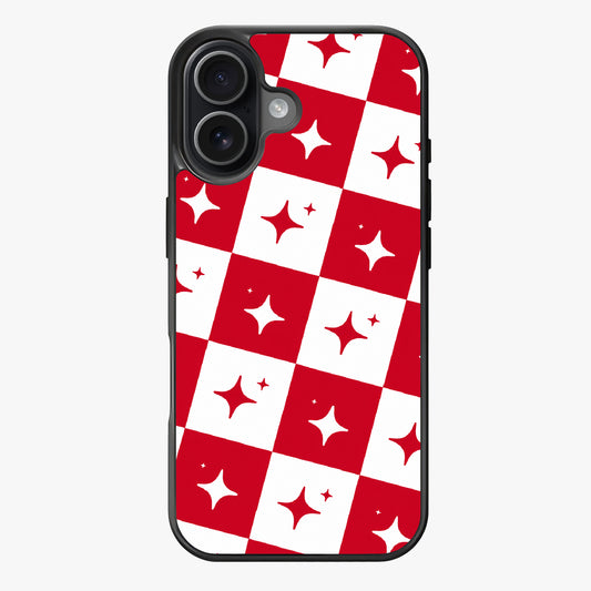 Cherry red and white Starry Checkerboard — Lux Clarity Case