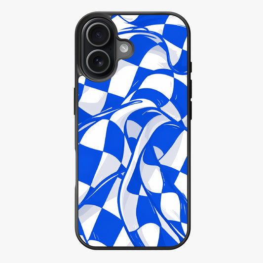 Cobalt blue draped checkboard — Lux Clarity Case