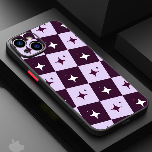 Tall plum lavender Starry Checkerboard — Matte Lux Case