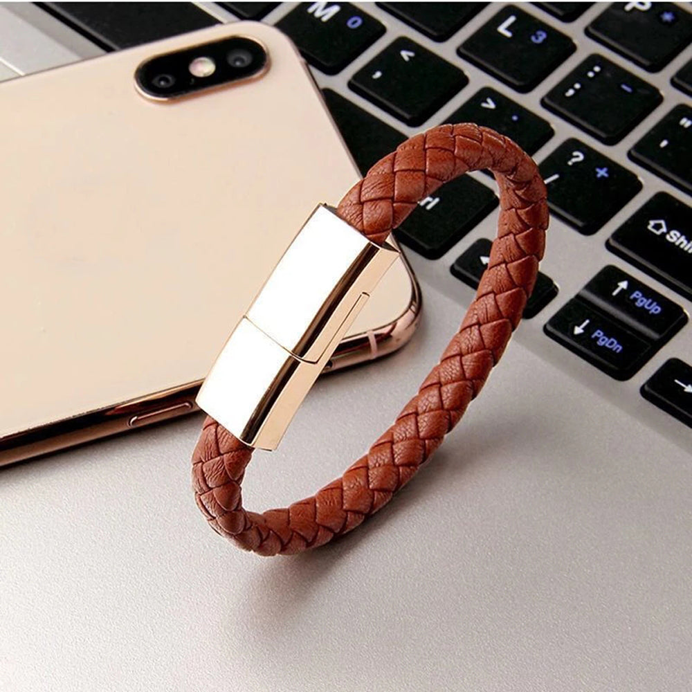 Leather USB Data Cable Bracelet