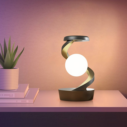 CelestialCharge: 360° Rotating Moon Lamp with Qi Wireless Charger