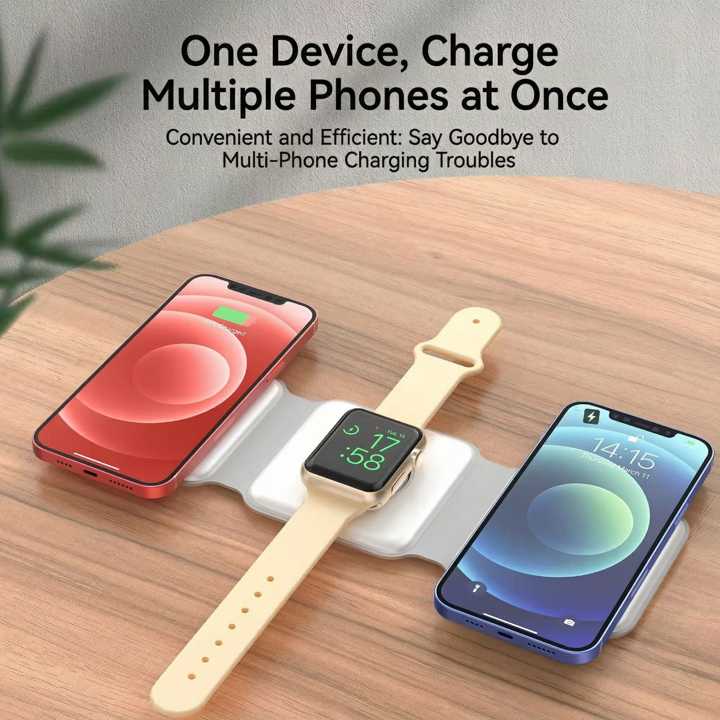 Magnetic 3-in-1 Wireless Charger Stand – Fast Foldable Charging Hub