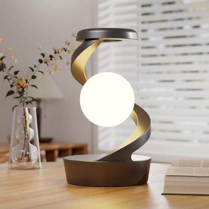 CelestialCharge: 360° Rotating Moon Lamp with Qi Wireless Charger