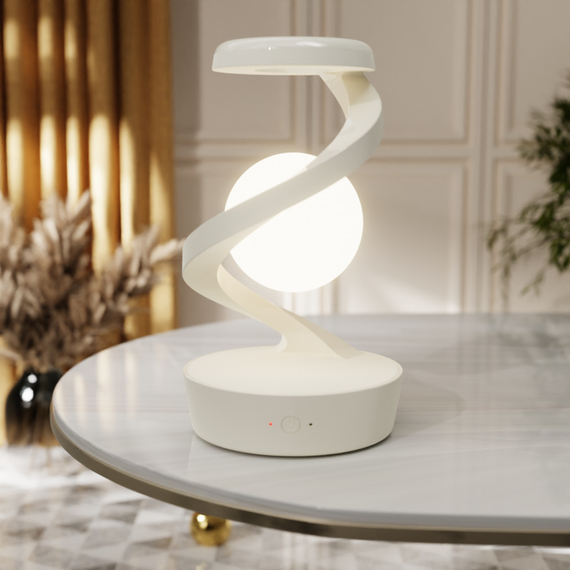 CelestialCharge: 360° Rotating Moon Lamp with Qi Wireless Charger