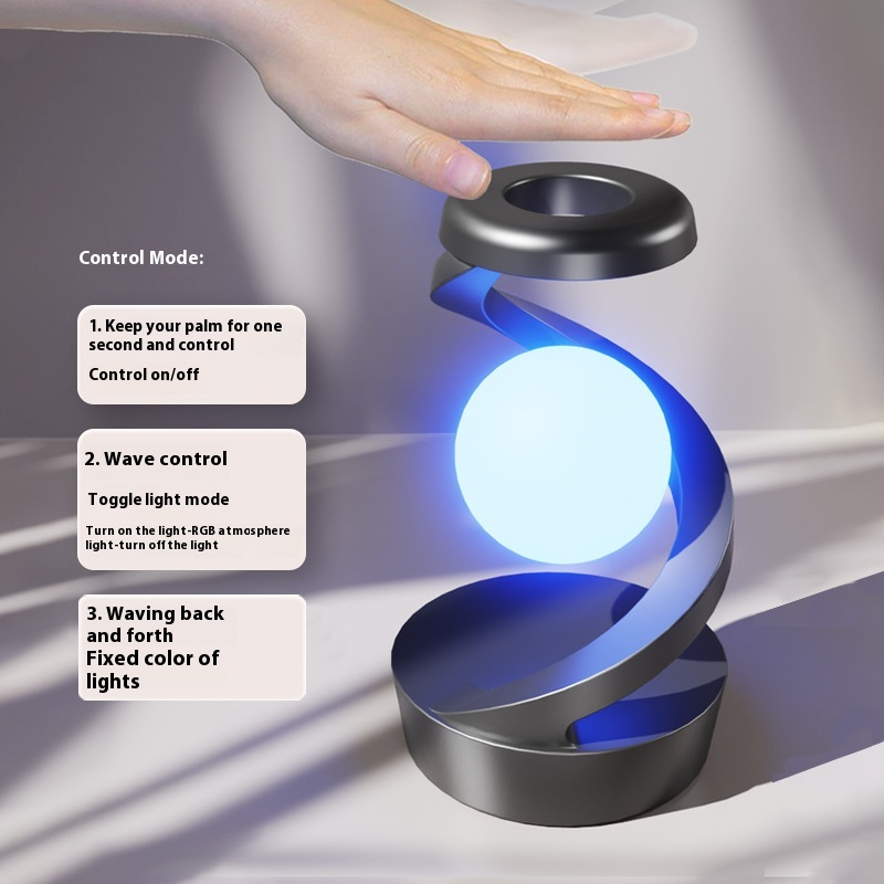 CelestialCharge: 360° Rotating Moon Lamp with Qi Wireless Charger