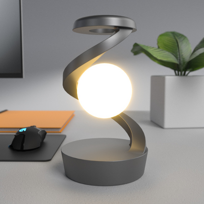 CelestialCharge: 360° Rotating Moon Lamp with Qi Wireless Charger