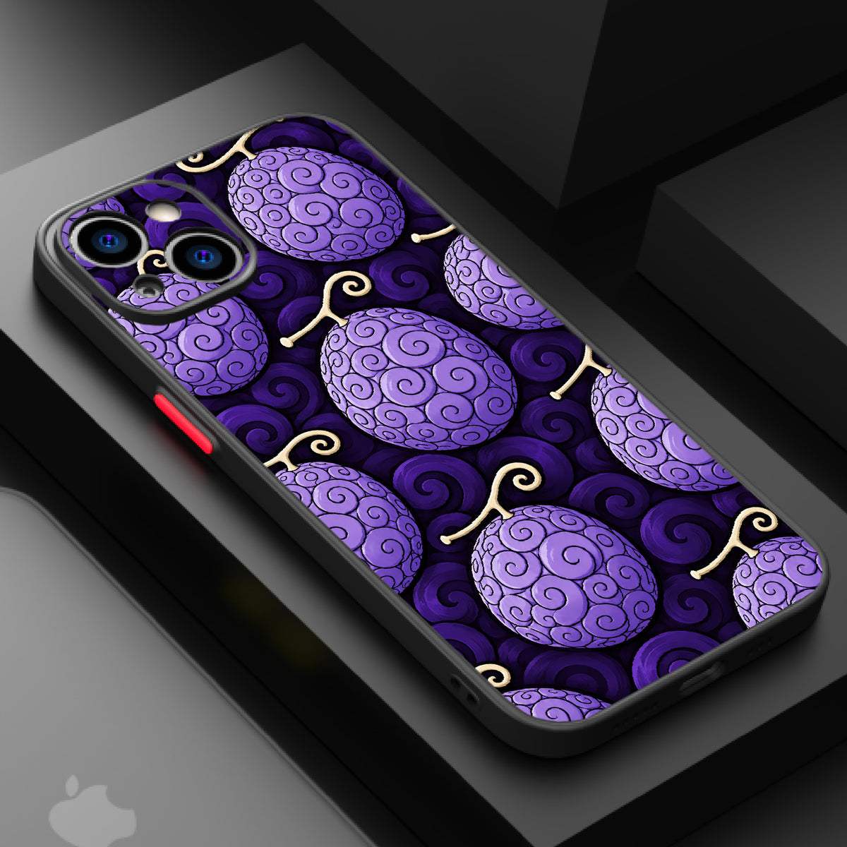 Awa Awa: a whimsical pattern of swirling purple fruits with golden stems.