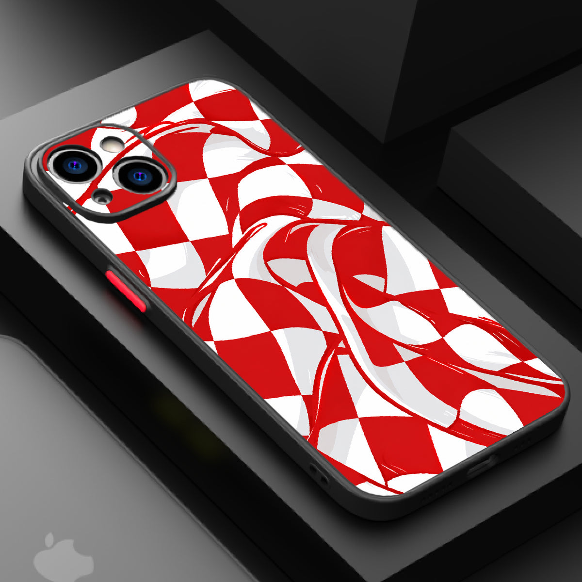 Candy Cane Red draped checkboard — Matte Lux Case