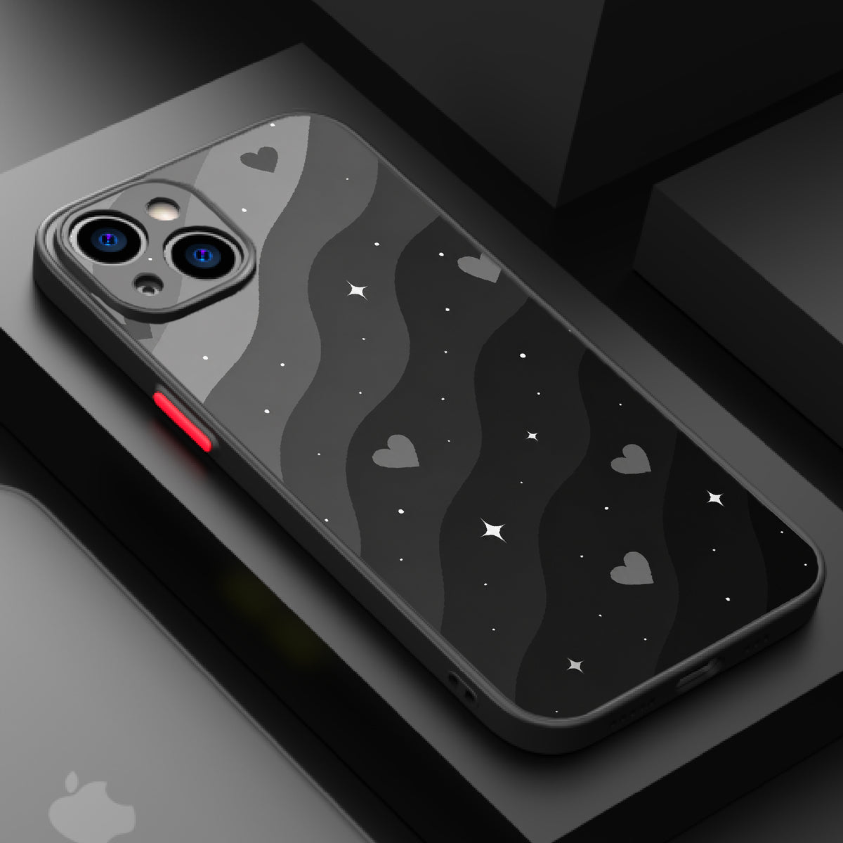 Charcoal hearts and waves — Matte Lux Case