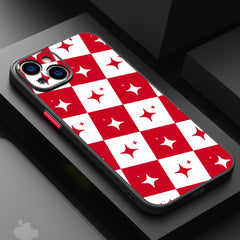Cherry red and white Starry Checkerboard