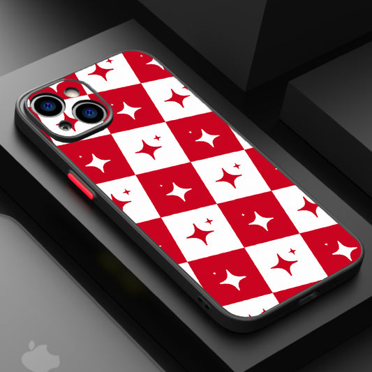 Cherry red and white Starry Checkerboard — Matte Lux Case