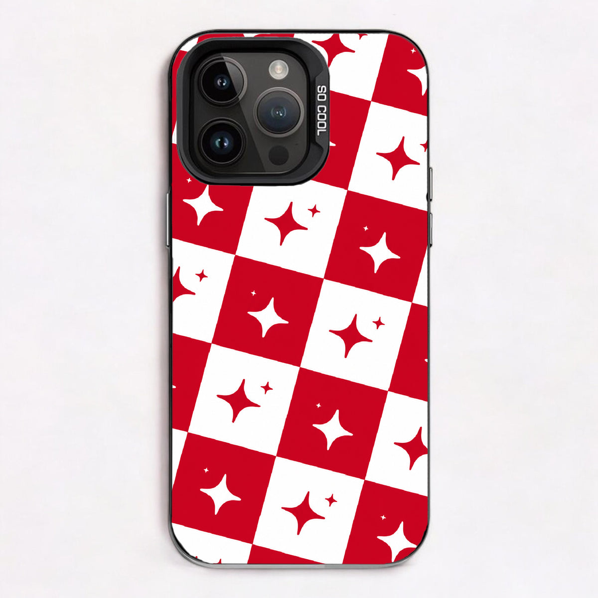 Cherry red and white Starry Checkerboard — Lux Cool Case