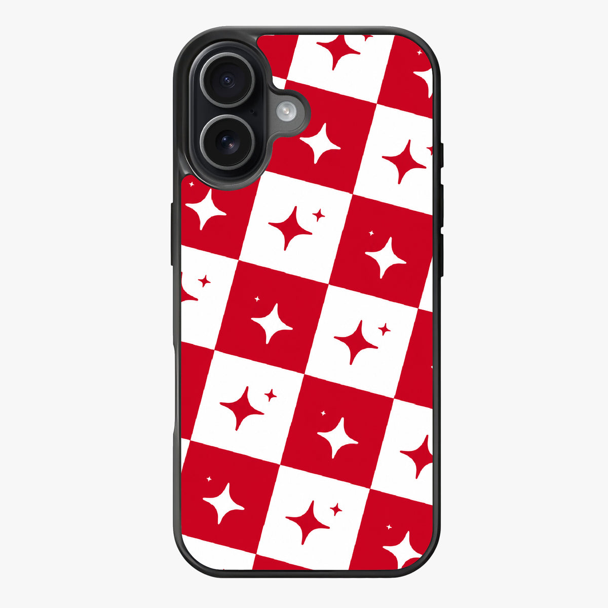 Cherry red and white Starry Checkerboard — Lux Clarity Case