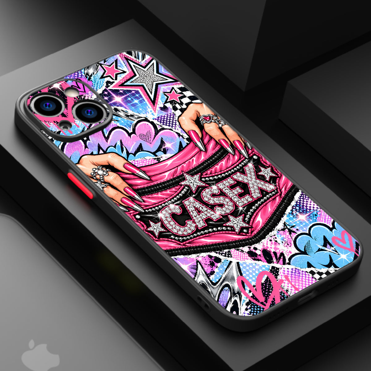 Vibrant pink and blue graffiti-style artwork with bold text and stars, representing urban street art.