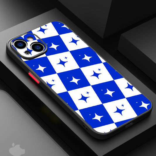 Cobalt Blue Starry Checkerboard — Matte Lux Case