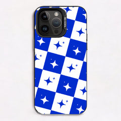 Cobalt Blue Starry Checkerboard