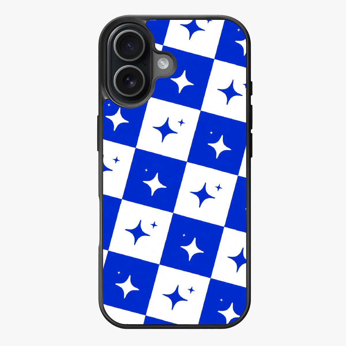 Cobalt Blue Starry Checkerboard — Lux Clarity Case