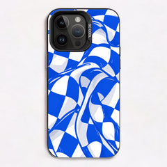 Cobalt blue draped checkboard
