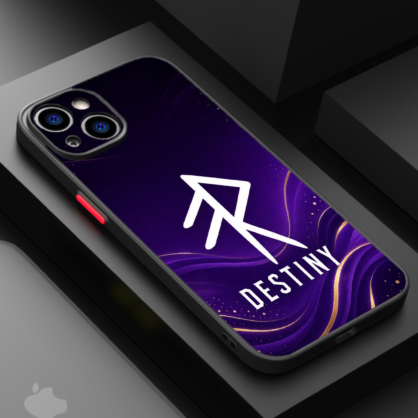 Stylized white rune over gradient purple background with golden accents
