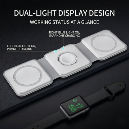Magnetic 3-in-1 Wireless Charger Stand – Fast Foldable Charging Hub