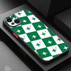 Emerald and white Starry Checkerboard
