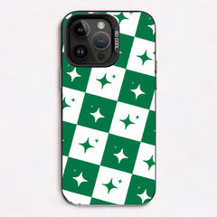 Emerald and white Starry Checkerboard