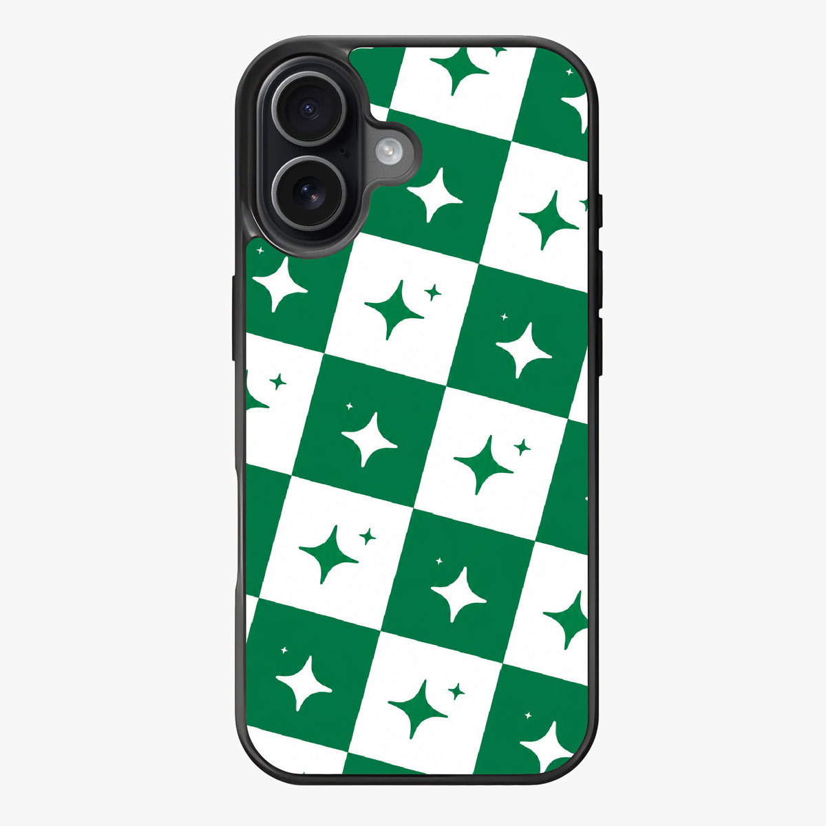 Emerald and white Starry Checkerboard — Lux Clarity Case