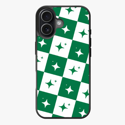 Emerald and white Starry Checkerboard — Lux Clarity Case