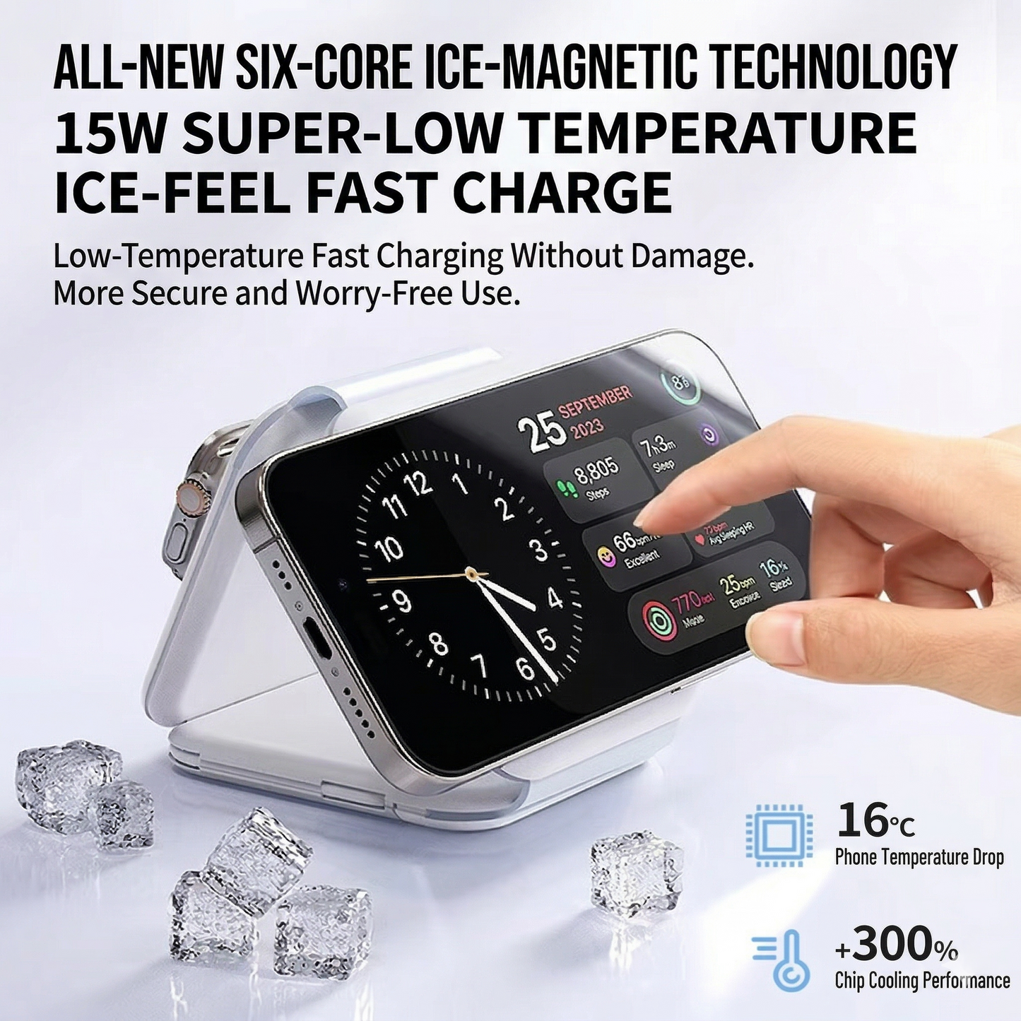 Magnetic 3-in-1 Wireless Charger Stand – Fast Foldable Charging Hub