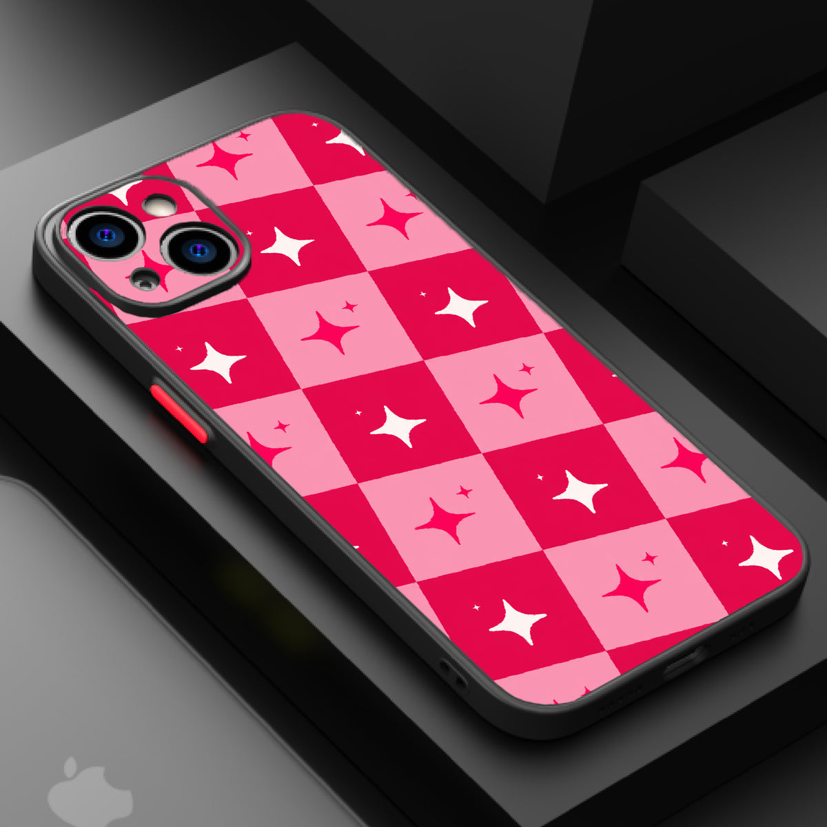 Hot Pink Starry Checkerboard — Matte Lux Case