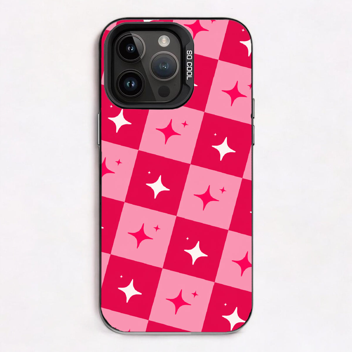 Hot Pink Starry Checkerboard — Lux Cool Case