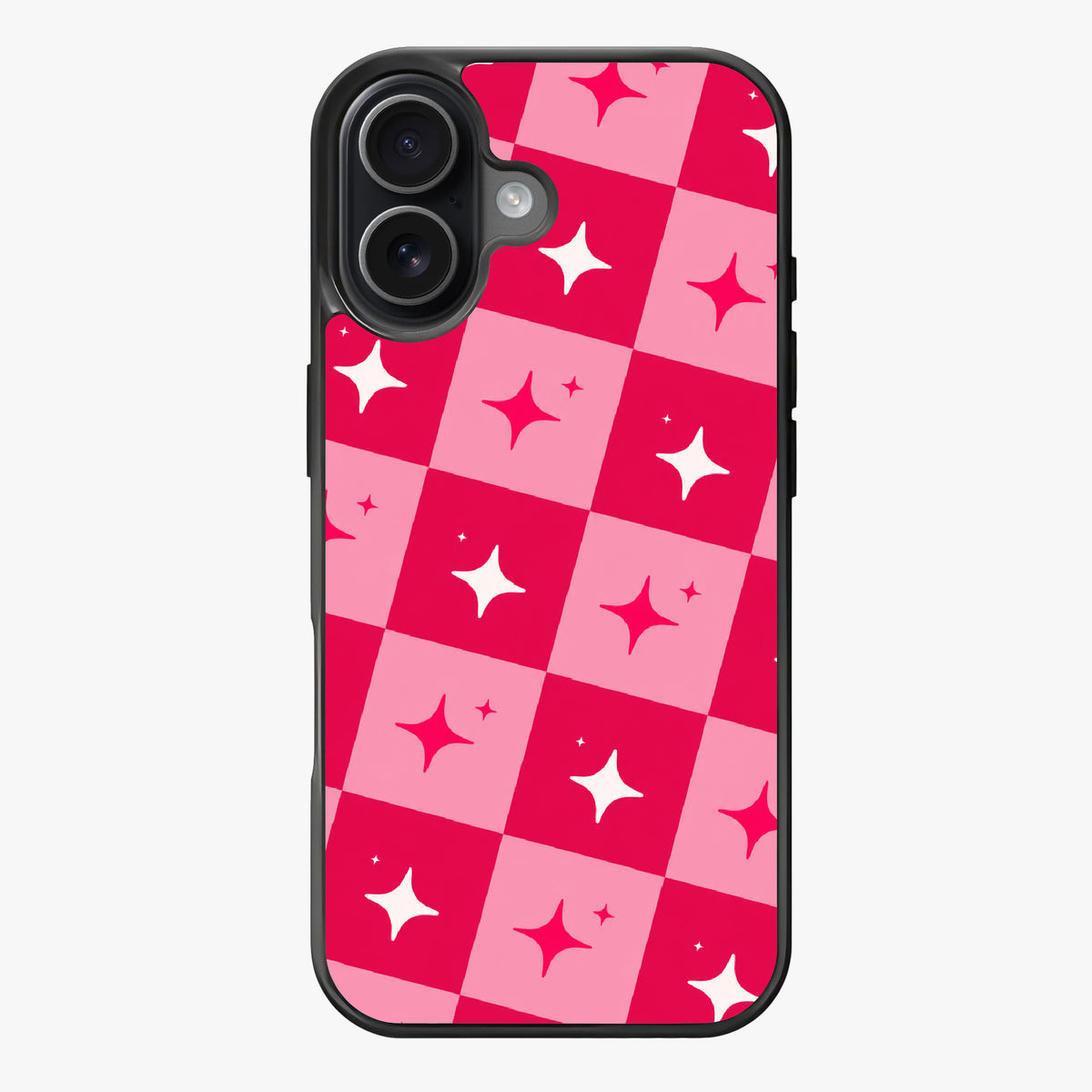 Hot Pink Starry Checkerboard — Lux Clarity Case