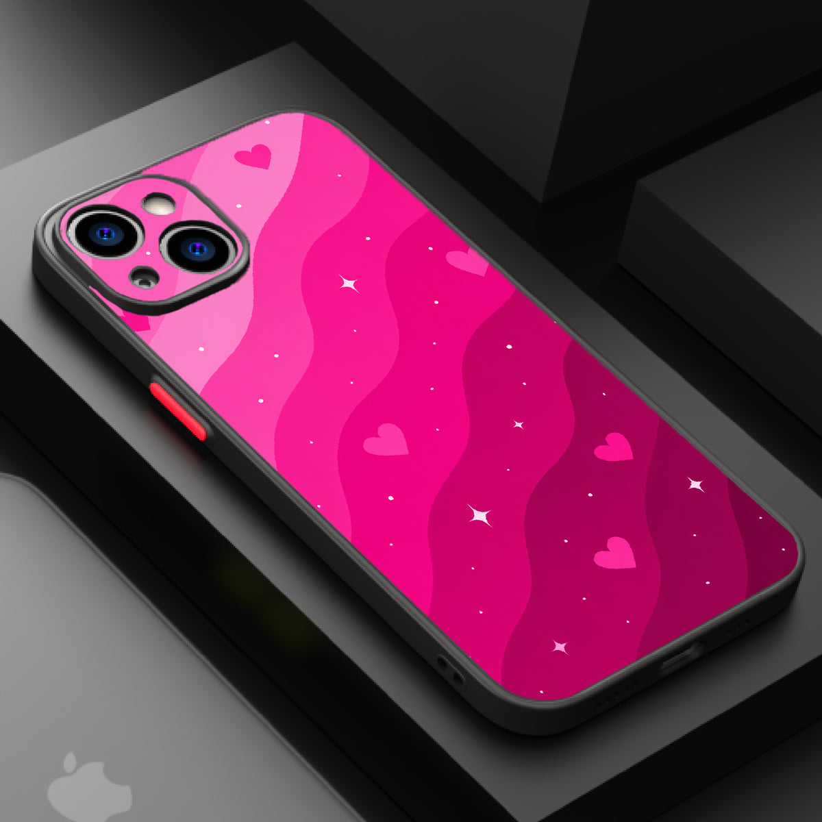 Hot pink hearts and waves — Matte Lux Case