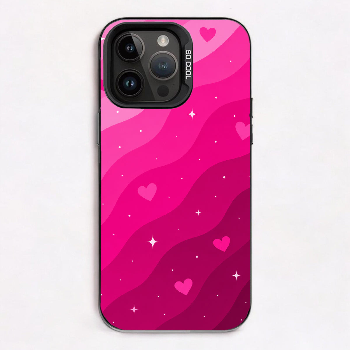 Hot pink hearts and waves — Lux Cool Case