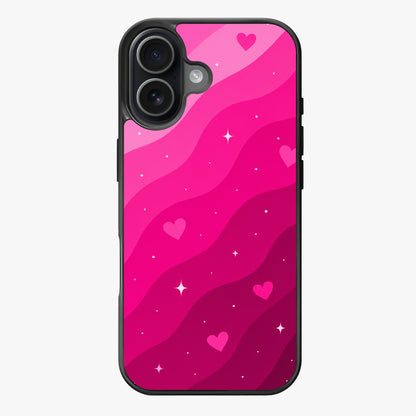 Hot pink hearts and waves — Lux Clarity Case