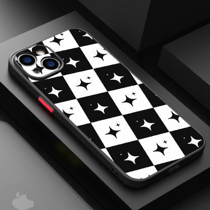 Monochrome Starry Checkerboard — Matte Lux Case