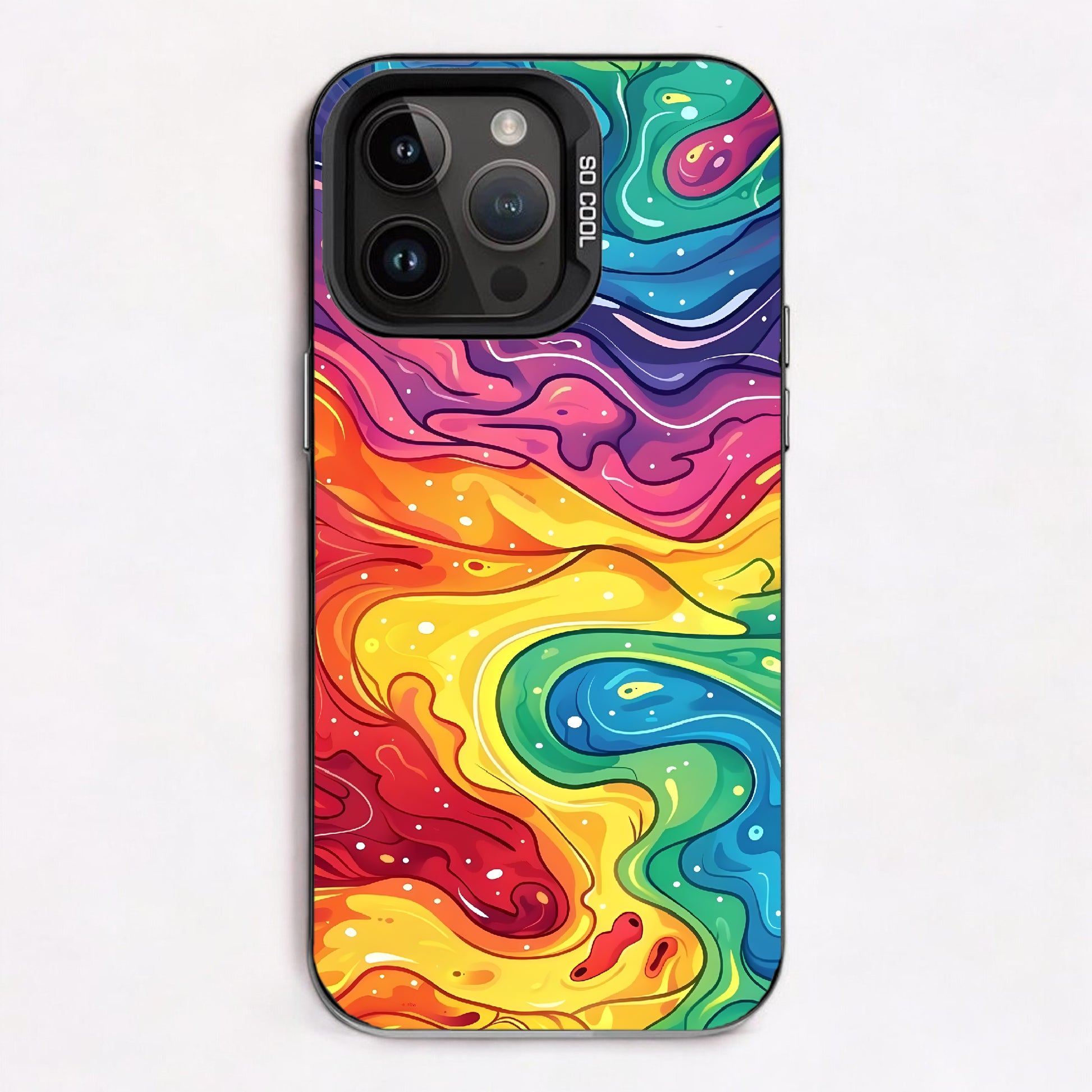 Abstract art with colorful, flowing patterns resembling a spectrum of rainbow hues.