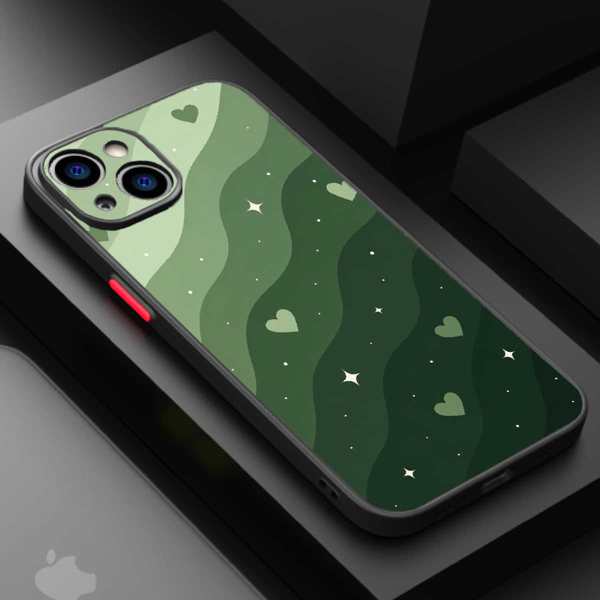 Sage green hearts and waves — Matte Lux Case