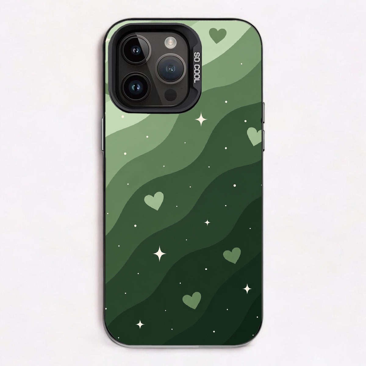 Sage green hearts and waves — Lux Cool Case
