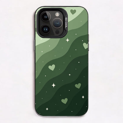 Sage green hearts and waves — Lux Cool Case