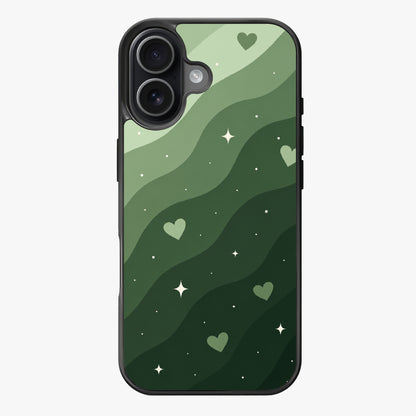Sage green hearts and waves — Lux Clarity Case