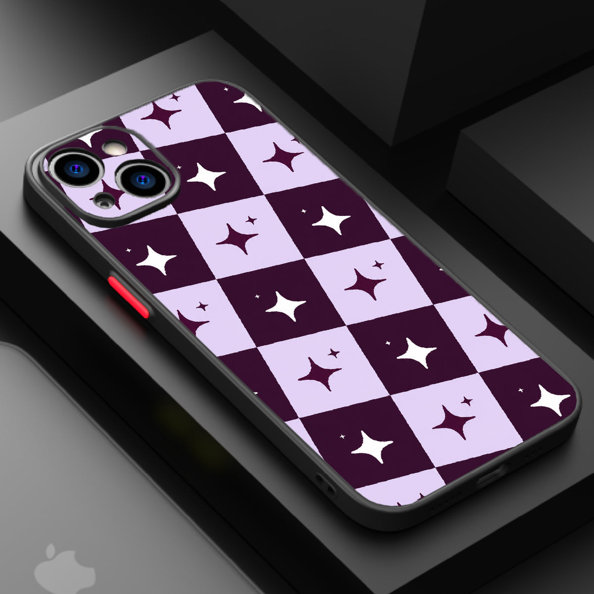 Tall plum lavender Starry Checkerboard — Matte Lux Case