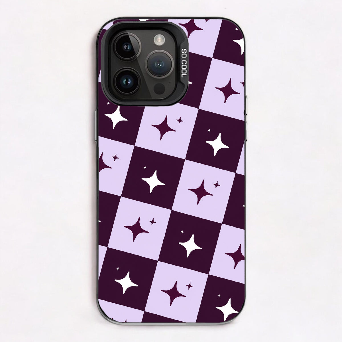Tall plum lavender Starry Checkerboard — Lux Cool Case