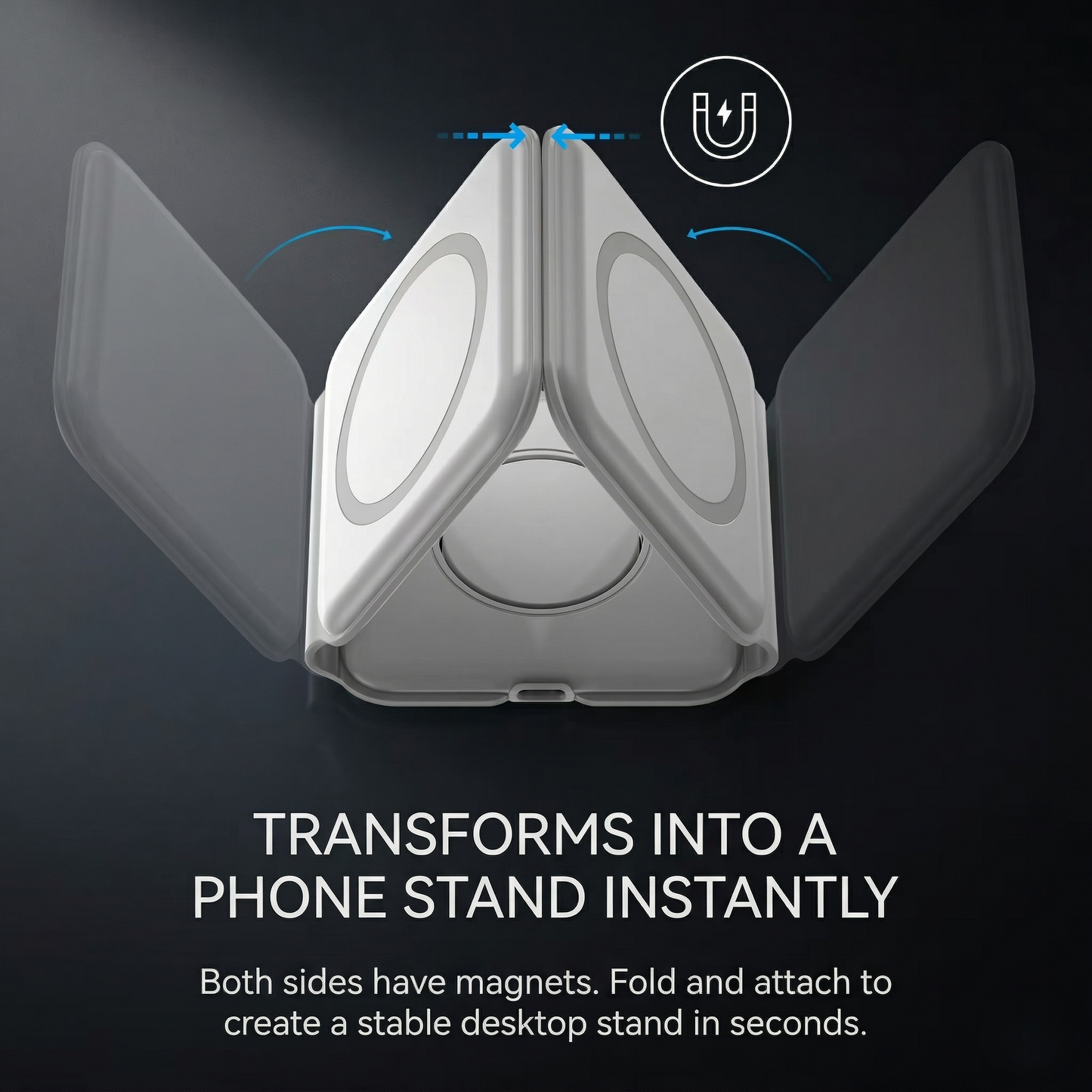 Magnetic 3-in-1 Wireless Charger Stand – Fast Foldable Charging Hub