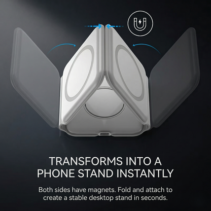 Magnetic 3-in-1 Wireless Charger Stand – Fast Foldable Charging Hub