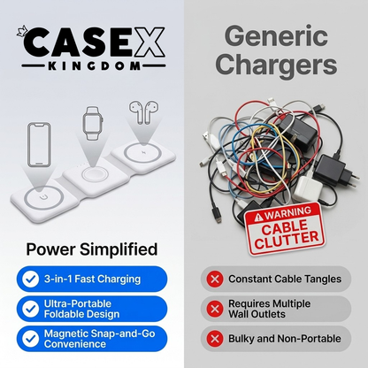 Comparison of CASEX Kingdom charging station with generic chargers, highlighting features and drawbacks.