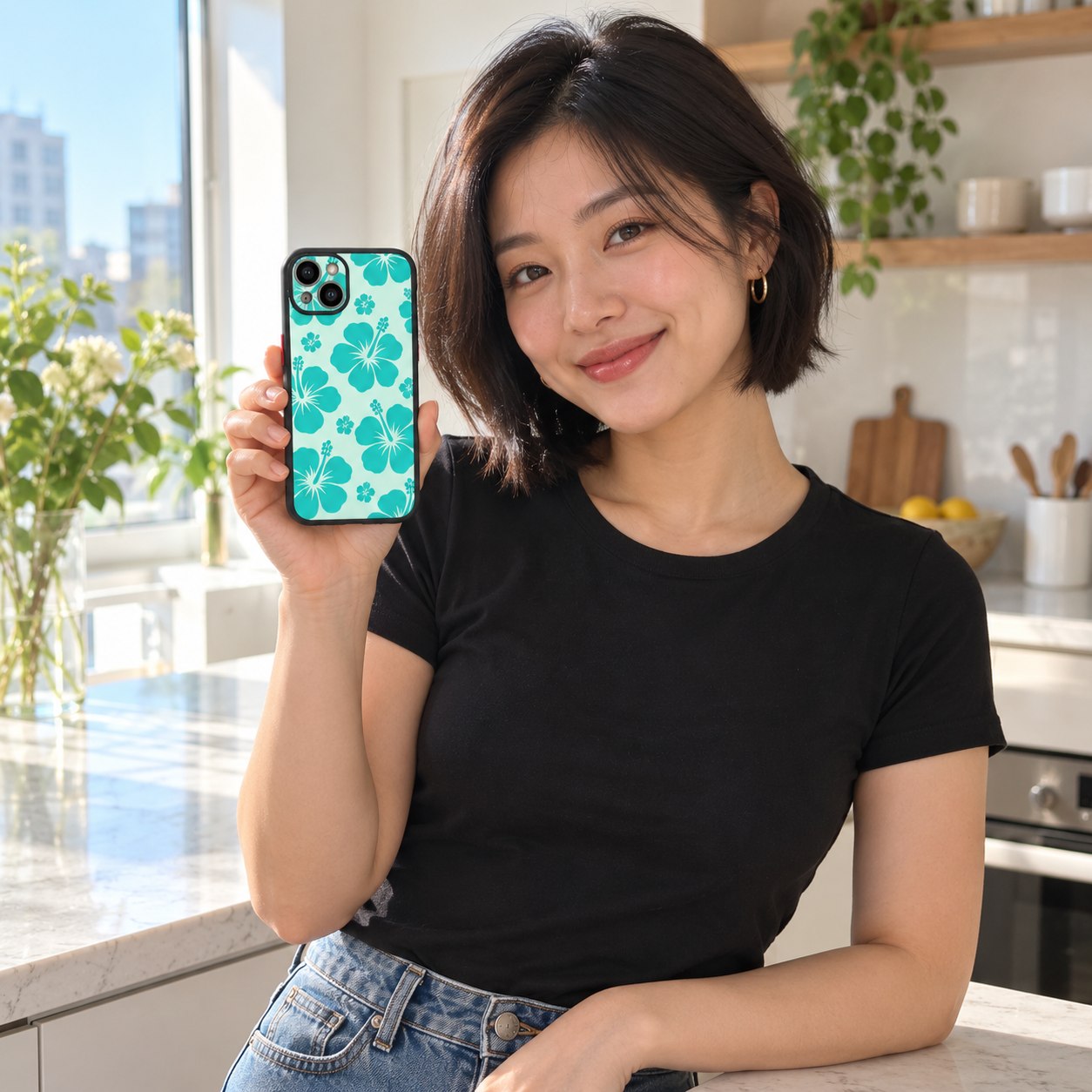 Island Pop Matte Lux lifestyle concept 1 — hibiscus case in an everyday setting.